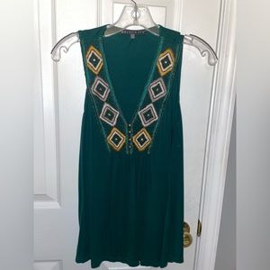 Brixon Ivy green with gold embellishments tank